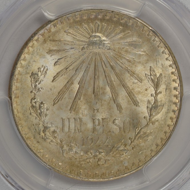 1944 Mo Mexico 1 Peso PCGS MS67 Silver