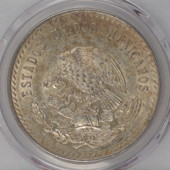 Mo Mexico Pesos Aztec Chief Cuauhtemoc Pcgs Au Silver