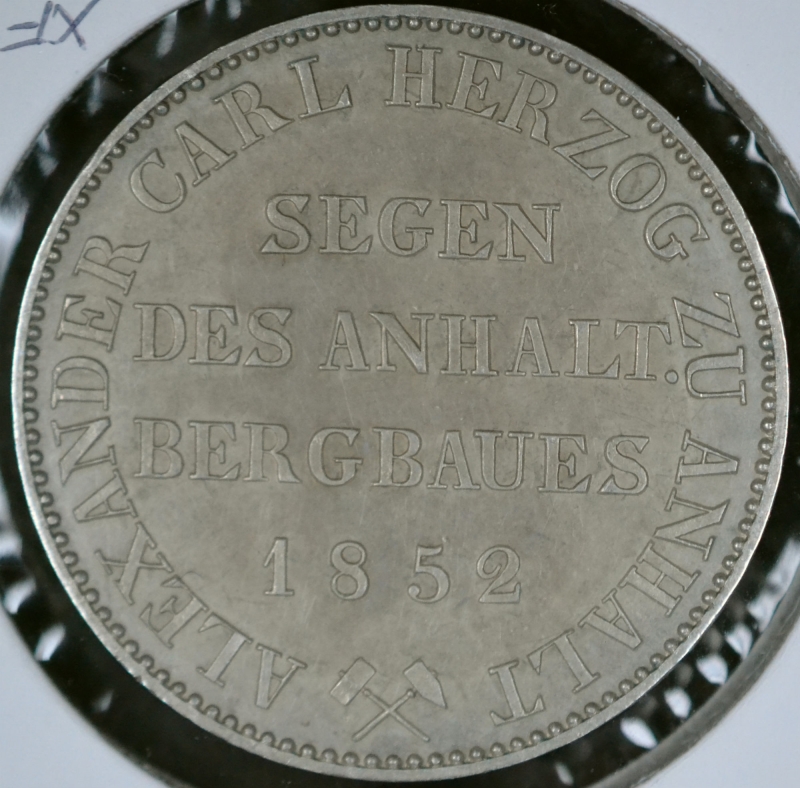 1852 A 1 Thaler Germany Anhalt BernBurg KM 84 Silver Amazing