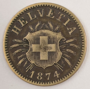 1874-B Switzerland 5 Rappen (Billon) - Coat Of Arms