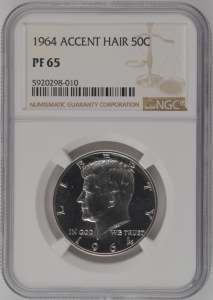 1964 US 50 Kennedy Half Dollar NGC PF65 Accented Hair