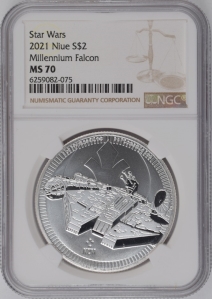 2021 $2 Niue - Star Wars: Millennium Falcon - NGC MS70 (1oz Silver)