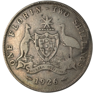 1926 Australia 1 Florin George V Silver