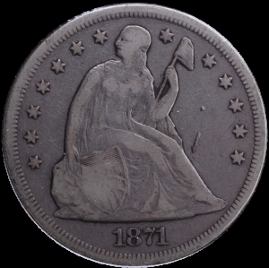 1871 $1 Liberty Seated Silver Dollar - Fine