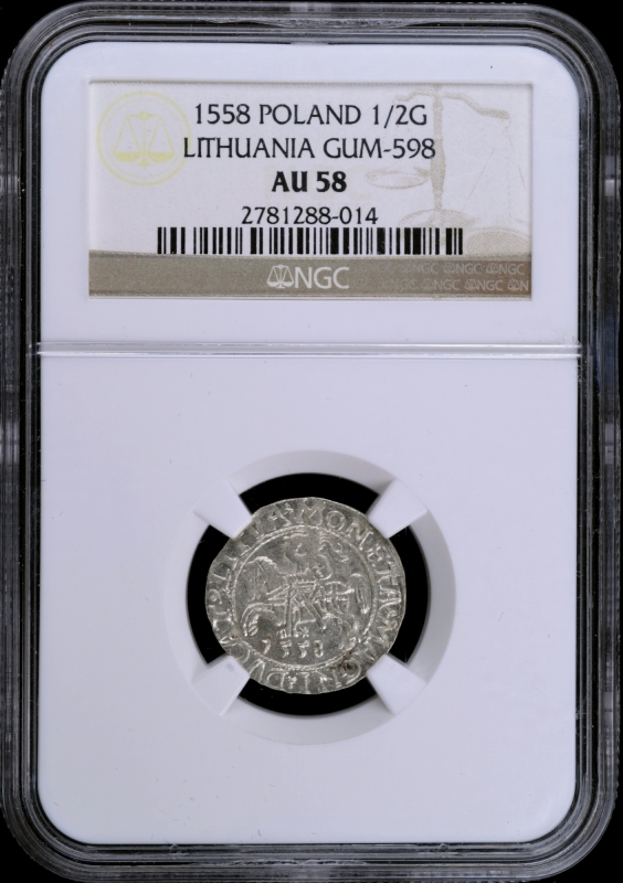 1558 1/2G POLAND LITHUANIA GUM-598 NGC AU58 2781288-014