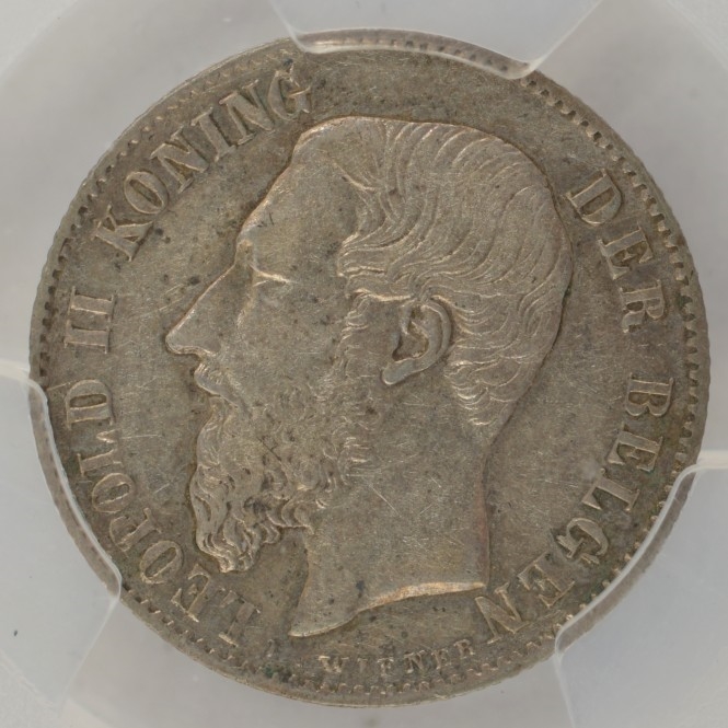 1886 Belgium 50 Centimes - Léopold II (Dutch Legend) - PCGS XF45