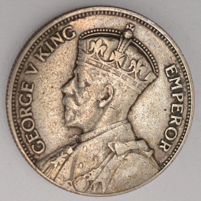 1934 New Zealand 1 Florin (Silver) - George V