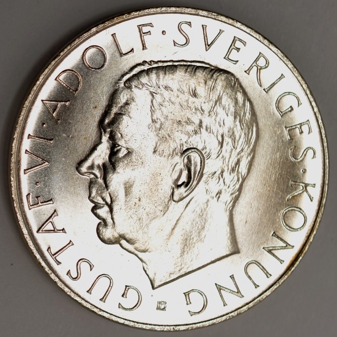 1952-TS Sweden 5 Kronor (Silver) - Gustaf VI Adolf: 70th Birthday