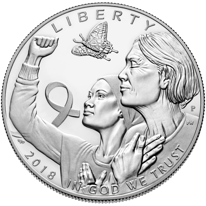 2018-P Breast Cancer Awareness Commemorative Silver Dollar Proof