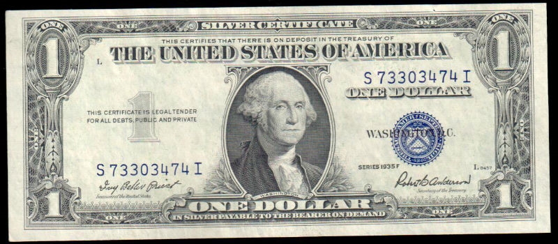 1935 F $1 Silver Certificate AU