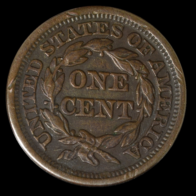 1849 Large Cent - AU Rim Dings