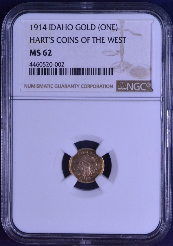 1914 $1 Idaho Gold Hart's Coins of the West NGC MS 62