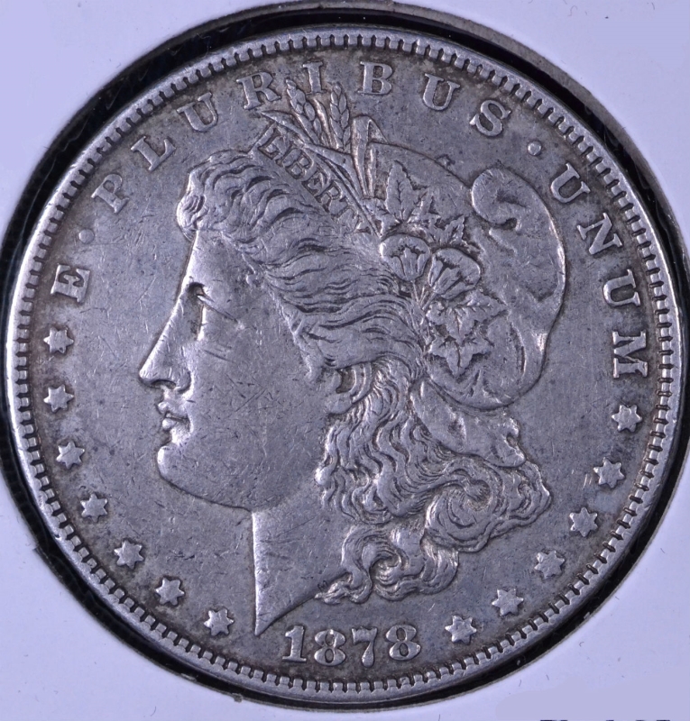 1878 7 Tail Feathers 2nd Reverse Morgan Dollar - VF Cleaned