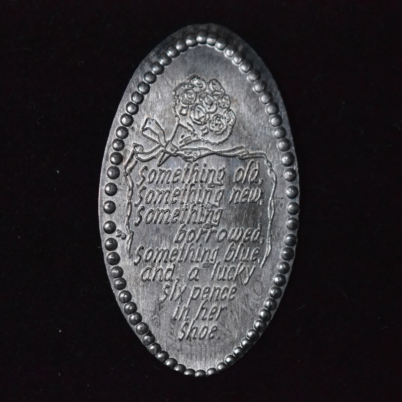 Elongated Silver Six Pence With Engraved Wedding Verse