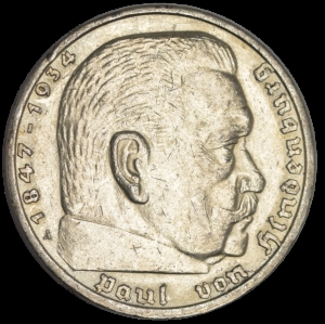 1938-A Germany 5 Reichsmark - Third Reich - Paul Von Hindenburg