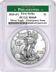 2020-P $1 - American Silver Eagle (Emergency Issue) - PCGS MS69