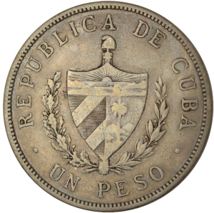 1916 Cuba 1 Peso (Silver)